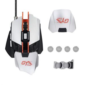 shoptop מחשבים ואביזים AJazz GTX 4000DPI USB Wired RGB Backlit Ergonomic Optical Gaming Mouse with Adjustable Wrist Pad